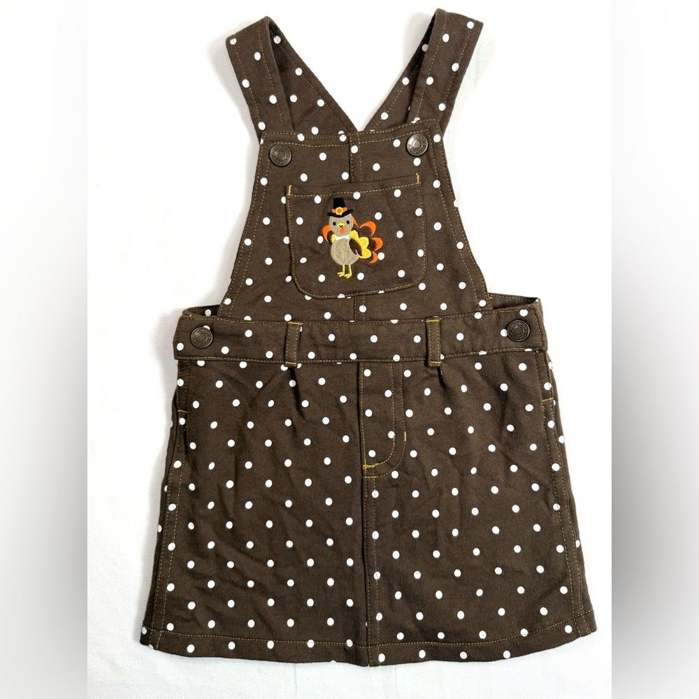 CARTER’S‎ Girls Turkey Polka Dot Overall Jumper Dress 12M Thanksgiving Fall Knit